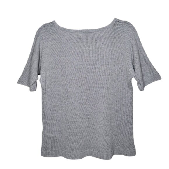 Standard James Perse | Grey Open Slub Waffle Knit Cotton Short Sleeve T-Shirt 0 - Picture 2 of 9